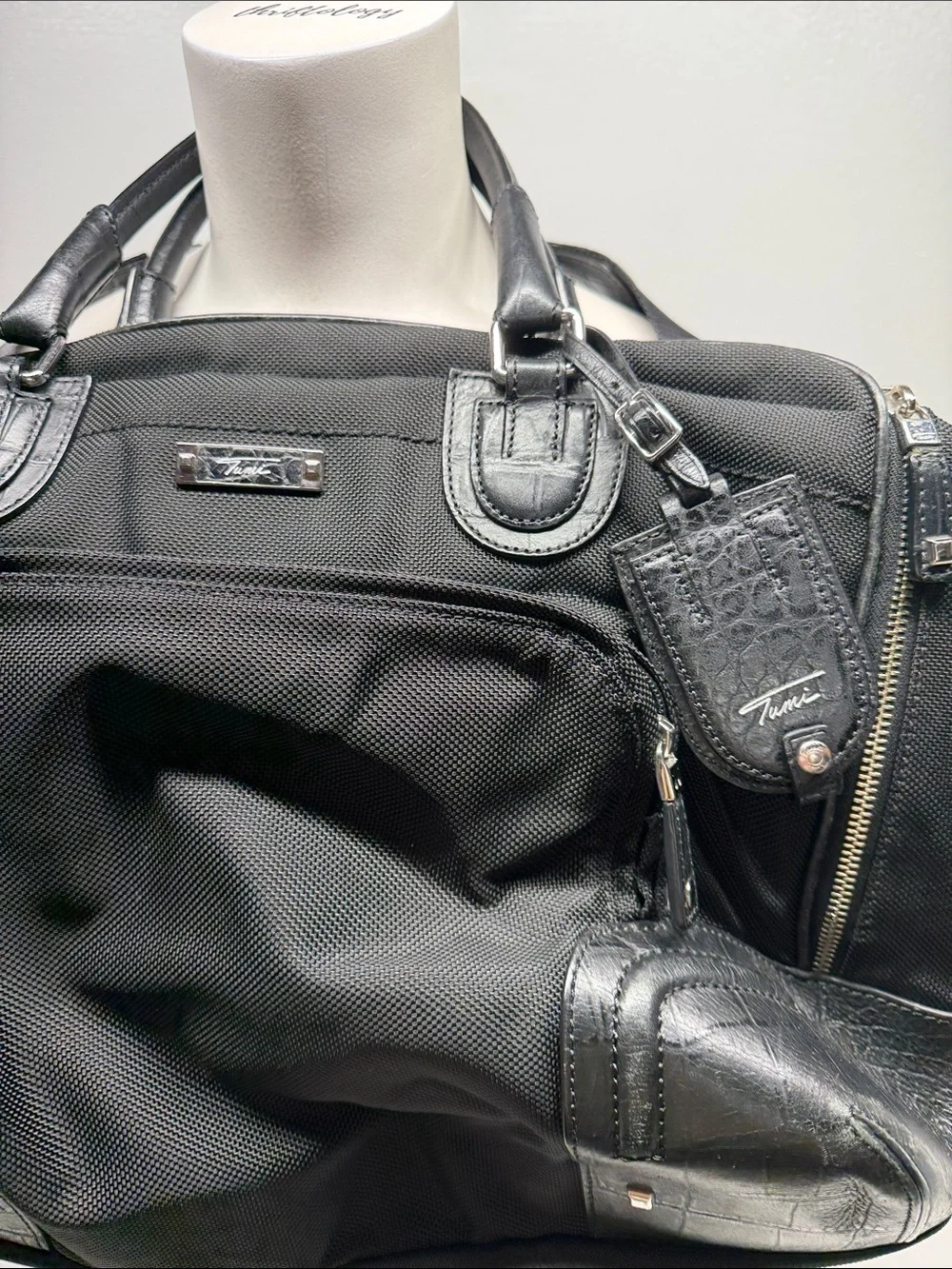 Tumi Georgetown Prospect Briefcase Carry On Bag Ballistic Nylon Leather Black